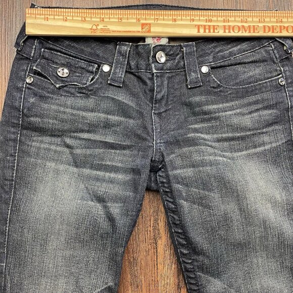 True Religion Julie Jeans Womens Size 27 Black Studded Pockets Slim USA Made - Picture 7 of 11